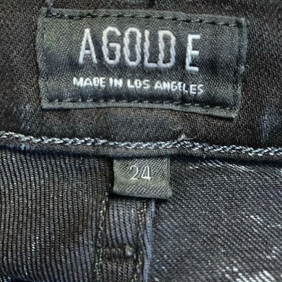 AGOLDE, Sophie Black Jeans, Bleach Distressing Skinny Jegging Stretch Women’s 24 - Picture 4 of 15